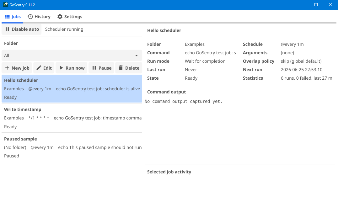 Jobs tab