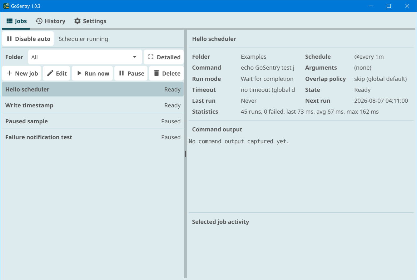 Jobs tab
